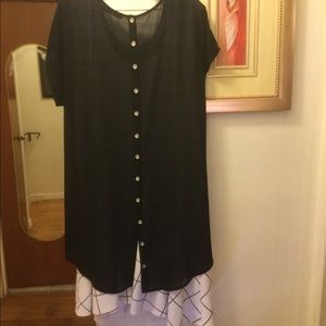 FTF FASHION TO FIGURE BLK & WHT TUNIC DRESS SZ 3X